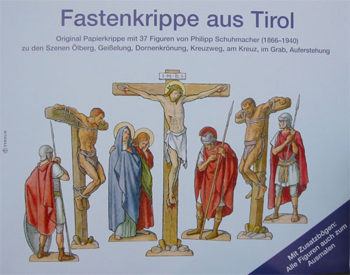 Diorami pasquali in cartoncino dipinto dall'artista tirolese Philipp Schuhmacher, composto da 37 figure (cm. 10)