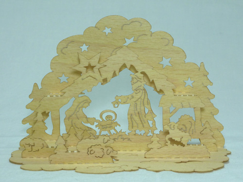 Biglietto Natività in legno cm. 14 x 6,5 x 9