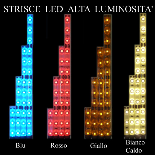 Striscia 3 Led Rosso 12V con filo cm 50